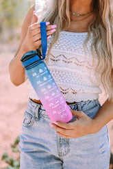Multicolor Gradient Color Sport Water Bottle with Time Marker
